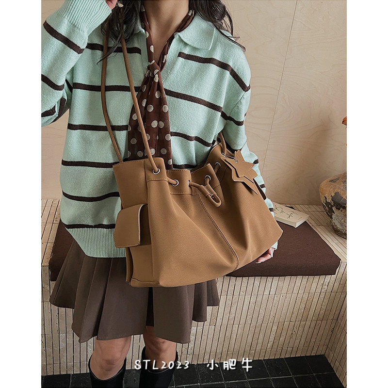 复古美拉德风抽绳托特包包女2026新款大容量通勤包单肩斜挎云朵包,箱包皮具/热销女包/男包,通用款女包,淘宝优惠券,粉丝福利购,淘宝优惠卷