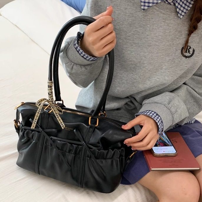 美式复古褶皱云朵包包女大容量单肩手提包百搭小众通勤黑色托特包,箱包皮具/热销女包/男包,通用款女包,淘宝优惠券,粉丝福利购,淘宝优惠卷