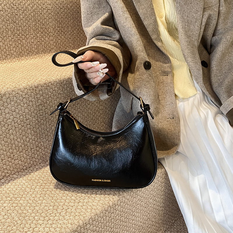 法式复古黑色腋下包包女