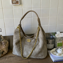 欧美风大容量托特包女日常通勤轻奢时尚 复古链条菱格单肩手提袋包