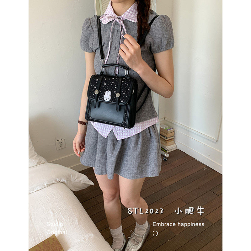 2026新款学院风小型双肩包包女超火网红黑色背包少女风可爱小书包