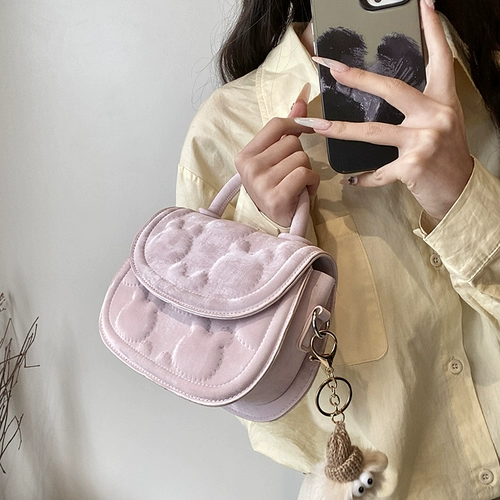 Розовая сумка через плечо, универсальная трендовая милая сумка на одно плечо, французский стиль