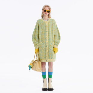 撞色针织衫 箱型圆领中长款 秋冬 N·MORE设计师品牌