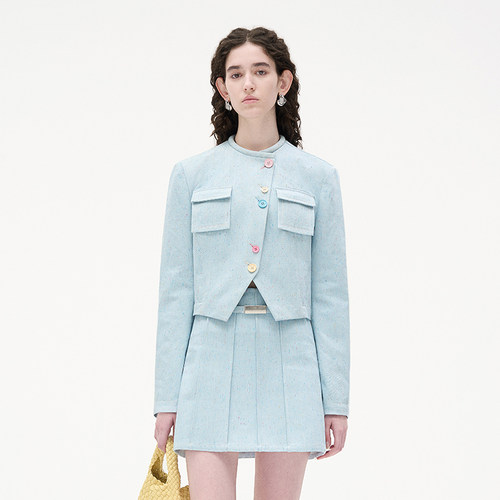 【陈丽君同款】N·MORE设计师品牌 时尚休闲简约上衣圆领短外套女