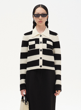 N·MORE设计师品牌 秋冬 撞色双兜罗纹针织衫