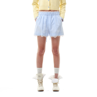 饰条纹短裙裤 N·MORE设计师品牌 蕾丝装