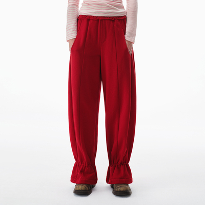 NMORE春季新款波浪边直筒卫裤