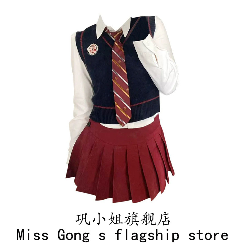 SWEET AND SPICY COLLEGE STYLE KNITTED AUTUMN CLOTHES 2025 NEW WOMENS SUIT GIRL AMERICAN CAMPUS STYLE SHIRT VEST THREE-PIECE SET