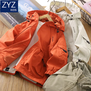 儿童中大童洋气百搭男孩帅气连帽冲锋衣 外套2025新款 男童秋季 时尚