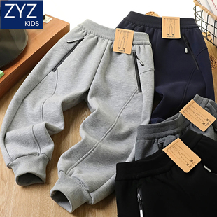 男童冬装奥粒绒裤子2025新款中大童儿童洋气酷帅加绒加厚保暖卫裤