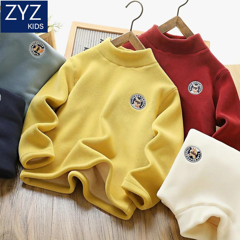 男童秋冬加绒打底衫卫衣中大童儿童蚕丝加厚保暖洋气童装内搭上衣