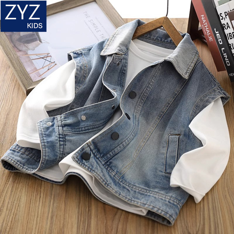 男童春季牛仔马甲时髦上衣2026新款儿童户外工装马夹春秋无袖外套