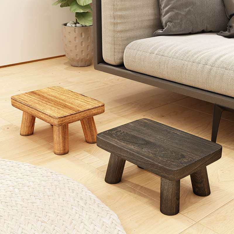 实木小凳子家用木质小板凳小木凳矮凳四脚木头凳大人小椅子烧桐木