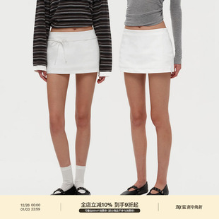 半身mini裙裤 低腰包臀西装 「多穿法」复古系带可拆卸蝴蝶结 PUKI