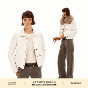 PUKI 90白鸭绒 轻盈保暖 菱格绗线短款翻领时髦羽绒服