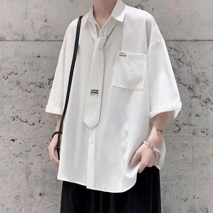 dk制服冰丝雪纺衬衫短袖男夏季薄款学院风班服高级感男装情侣衬衣