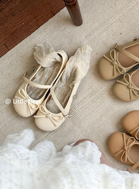 小熊出走奶油慕斯~温柔法式粗跟玛丽珍鞋女蝴蝶结仙女超软小单鞋