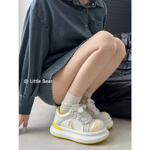 小熊出走涂鸦大头设计ins小白鞋