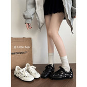 春秋休闲内增高平底阿甘鞋 小熊出走韩系波点复古德训鞋 女2026新款