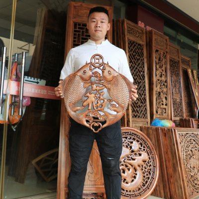 香樟木雕刻工艺品装修饰品玄关风水摆件中式餐桌客厅装饰手工挂件