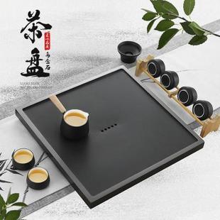 新天然乌金石茶盘家用创意简约茶台泡茶石板办公室茶具小号石头品