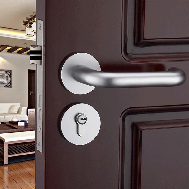 欧式门锁卧室静音银色分体具实木门房间执手锁室内门锁房门锁