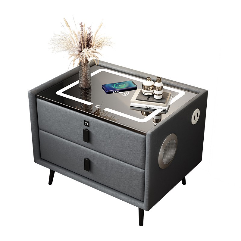 多功能智能床头柜轻奢高级感卧室收纳无线充电蓝牙音响床边柜
