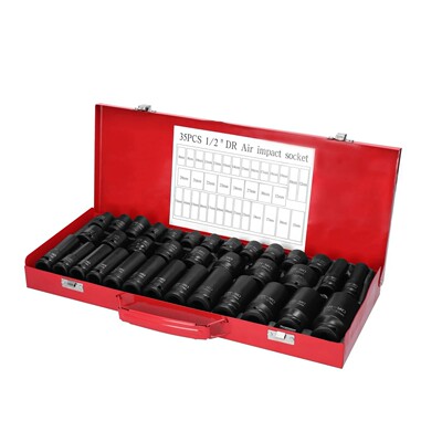 35pcs1/2气动内六角加长型风炮套筒Deep Duty Impact Socket Set