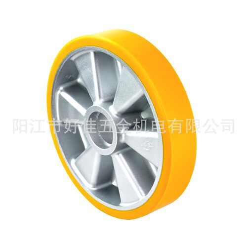 源头工厂产品10X2欧洲款双轴承高耐磨超重型铝芯聚氨脂（PU）脚轮