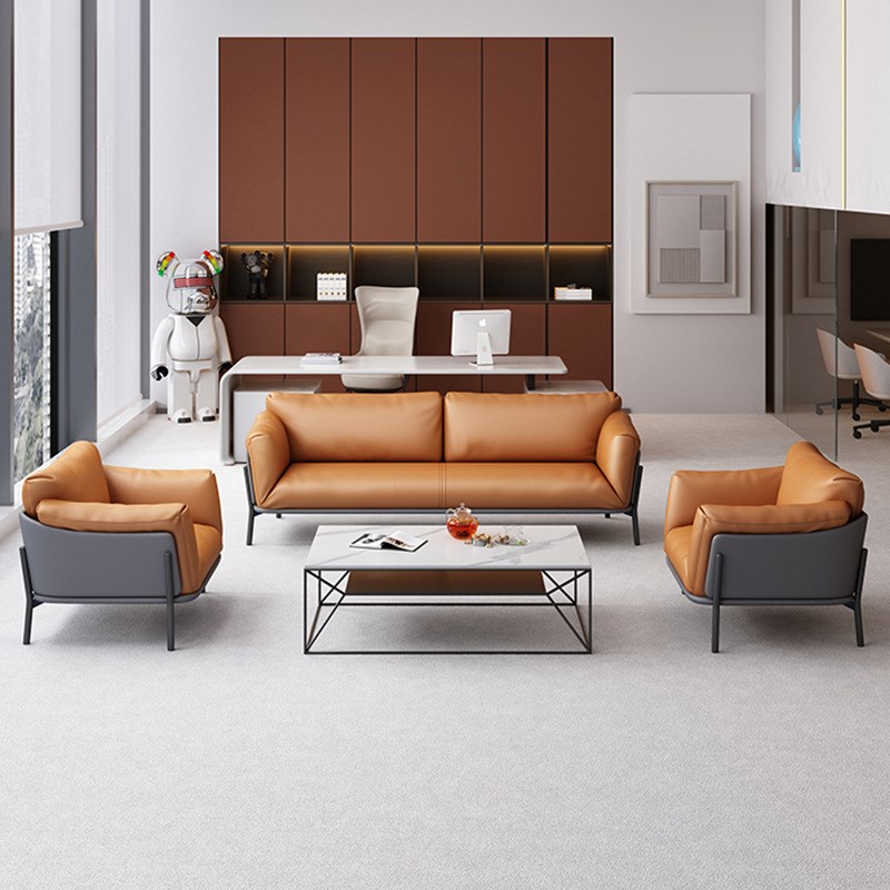 办公室三人位茶几组合套装时尚简约现代会客商务接待办公室沙发