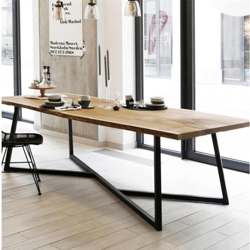 北欧铁艺实木会议办公桌椅组合民宿复古餐桌工业风工作室花店桌子