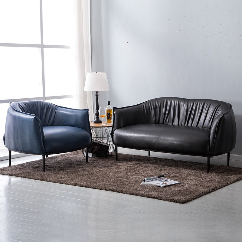 北欧现代简约懒人办公室客厅卧室咖啡厅阳台洽谈单双人组合皮沙发