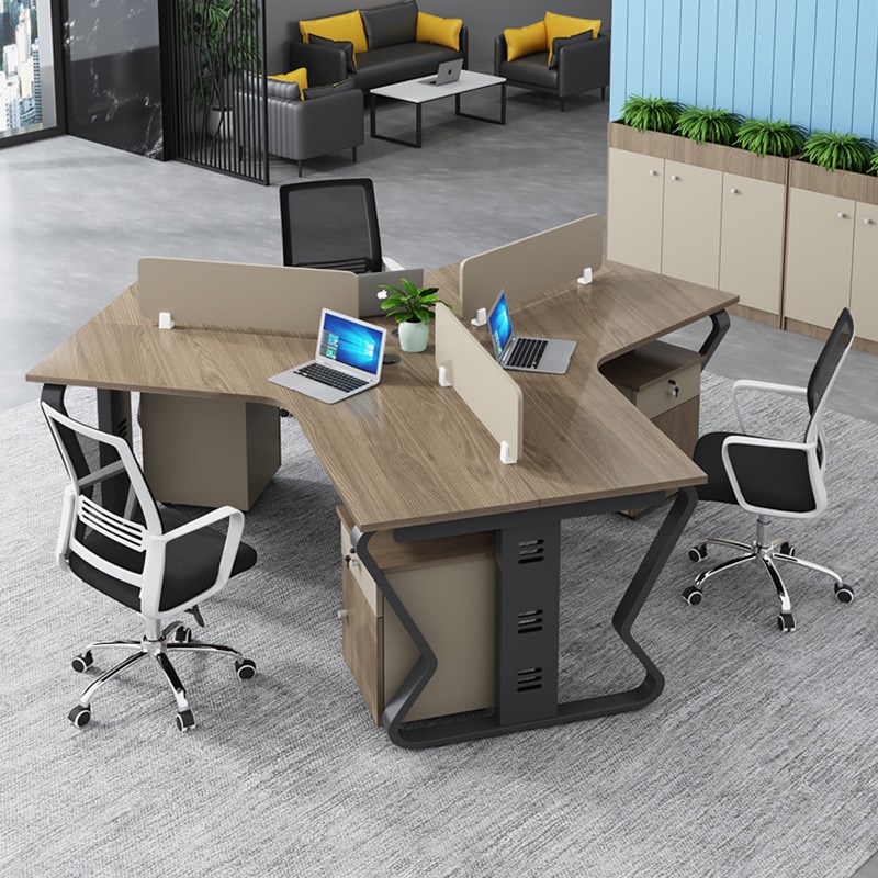 职员办公桌办公室6人位员工卡座3人办公桌子钢架异形办公桌椅组合