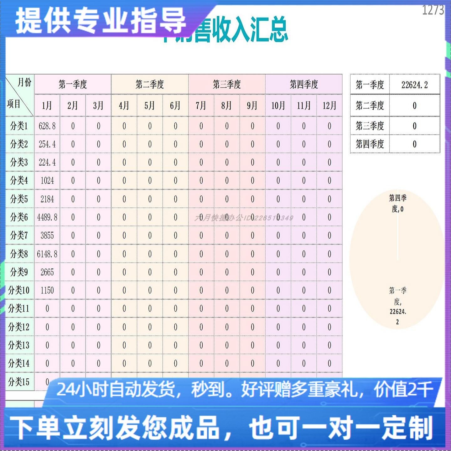 原创设计年销售收入汇总EXCEL表格WPS系统定制