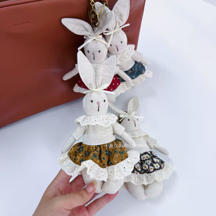 正版韩系公仔手工可爱布艺jellycat小兔子玩偶包包挂件钥匙扣挂饰