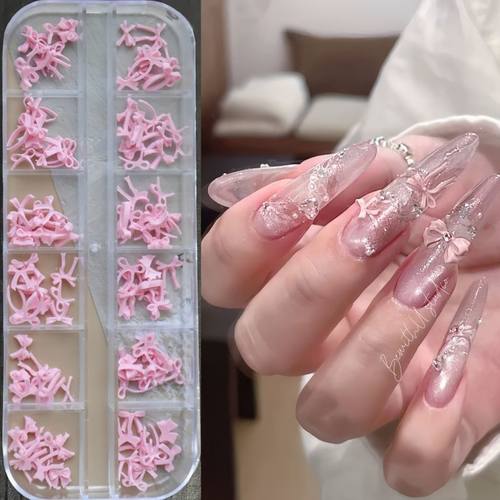 12格迷你蝴蝶结美甲饰品