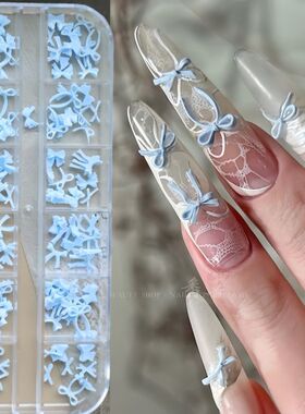 12格迷你蝴蝶结美甲饰品网红爆款穿戴甲光疗甲领结飘带穿戴甲配饰