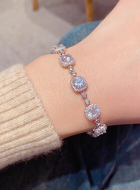 小众精致闪亮方糖锆石手链