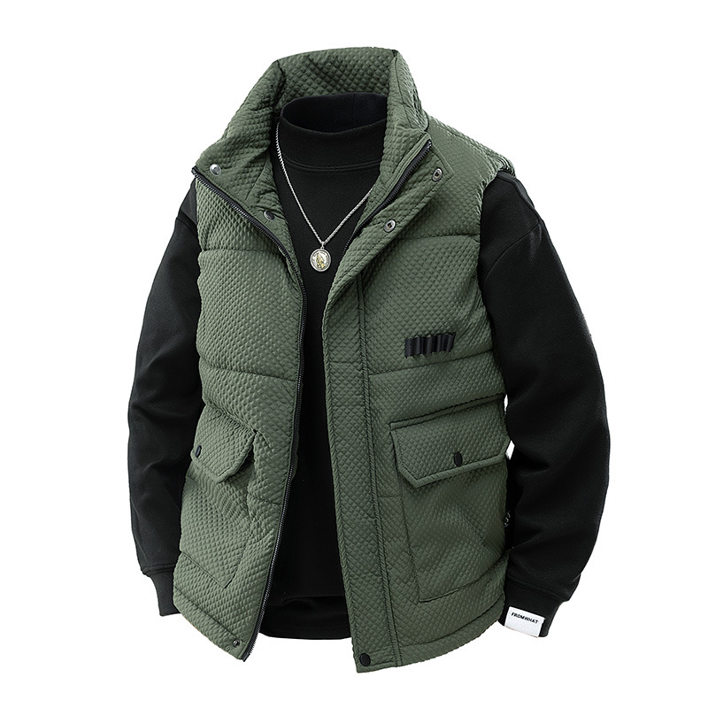 冬季加厚保暖立领宽松男装马甲