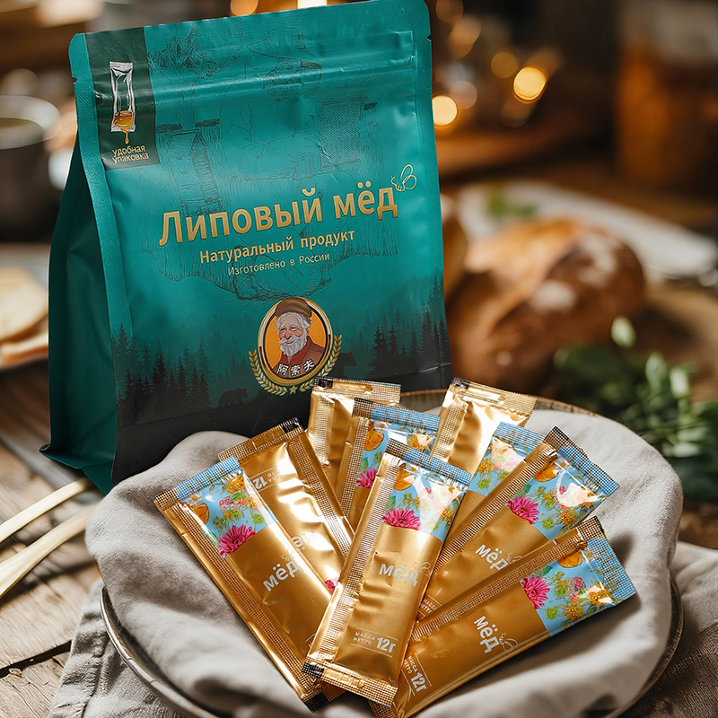 俄罗斯蜂蜜原装进口百花蜜椴树蜜纯正天然便携伴手礼小包装囤货