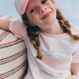 插肩拼袖 2025夏季 短袖 Marithe联名玉桂狗童装 儿童纯棉女童t恤 新款