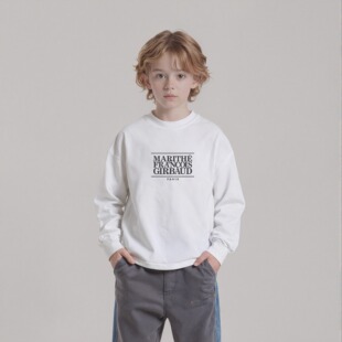 秋冬Marithe儿童长袖T-Shirt经典款Logo印花纯棉圆领套头童装长T