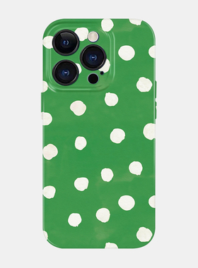 绿色波点~iphone苹果17promax手机小米15简约荣耀400夏日清新高级感nova13华为p80小众不撞壳适用全包mate60