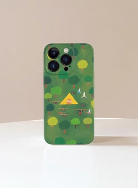 露营~小众趣味手机壳夏日绿色iPhone15苹果14promax华为pura70红米K60小米13n适用vivoS18荣耀90一加11菲林软