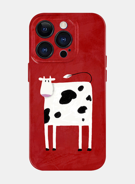 奶牛苹果17promax手机壳iphone16小米17可爱卡通12油画风13iQOONEO9红米K60至尊华为mate60pro菲林nova12oppo