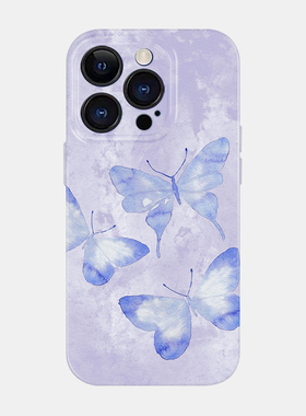 蓝蝶~女神手机壳气质苹果16promax小众复古艺术感紫色iPhone14菲林mate荣耀200小米15女nova13适用opp华为p70