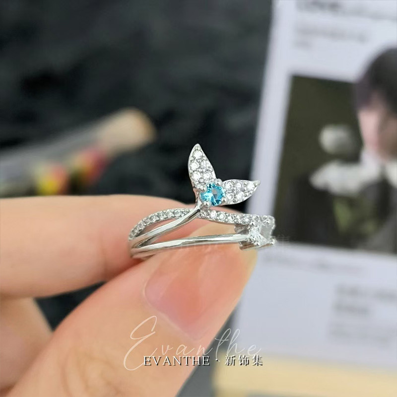 恋与深空祁煜戒指女小众鱼尾锆石戒指/指环