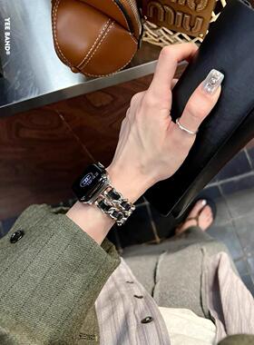 IAMYEE不锈钢版小香双排扣表带适用applewatchS7S8S9iwatchS10S11