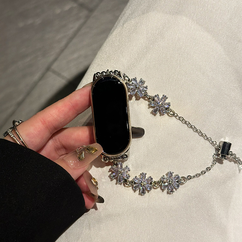 高级感锆石适用小米手环10/9pro表带红米watch5/4腕带876NFC版潮