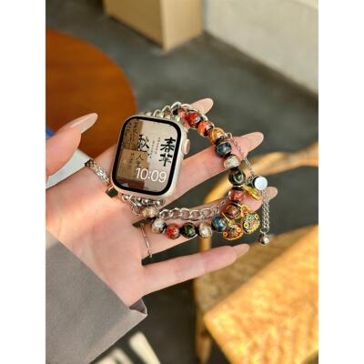 琉璃吞金兽新中式适用applewatch10苹果s11手表9iwatch876se表带